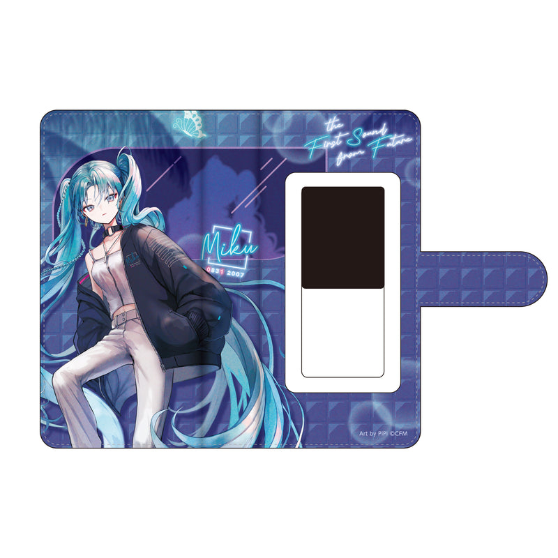 初音ミク×SOLWA 手帳型スマートフォンケース Art by PiPi